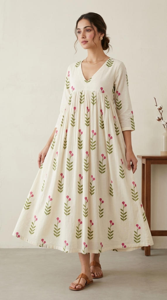 Pink Blossom Floral Print Kurti
